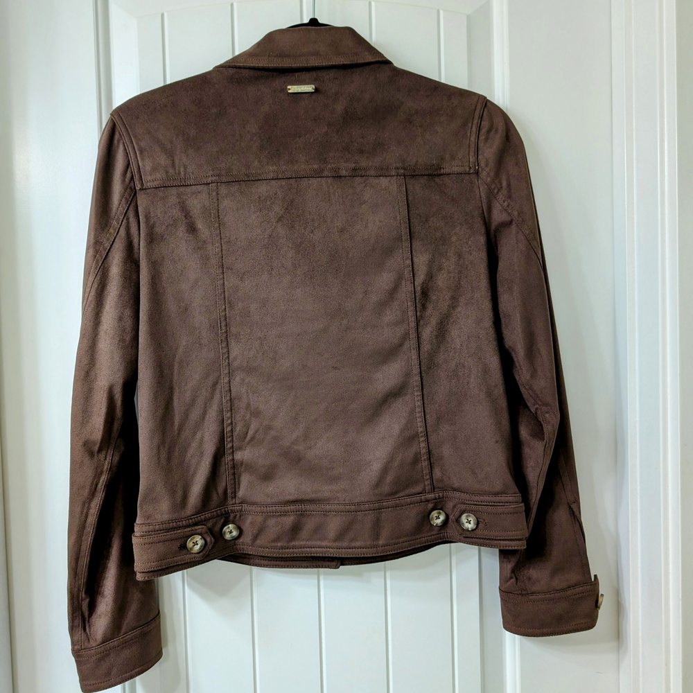 Tommy Bahama Chocolate Brown Faux Suede Trucker Jacket - Picture 2 of 8